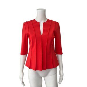 Maria Pinto Poppy Red Slim Henley Blouse Shirt Top size Small